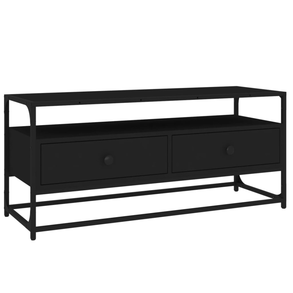 Mueble de TV madera contrachapada negro 100x35x45