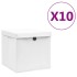 Cajas de almacenaje con tapas 10 uds blanco 28x28x28