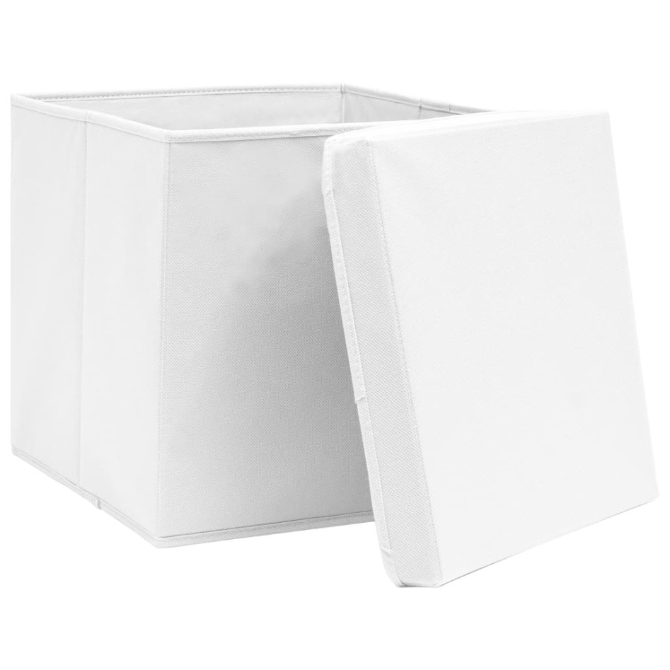 Cajas de almacenaje con tapas 10 uds blanco 28x28x28