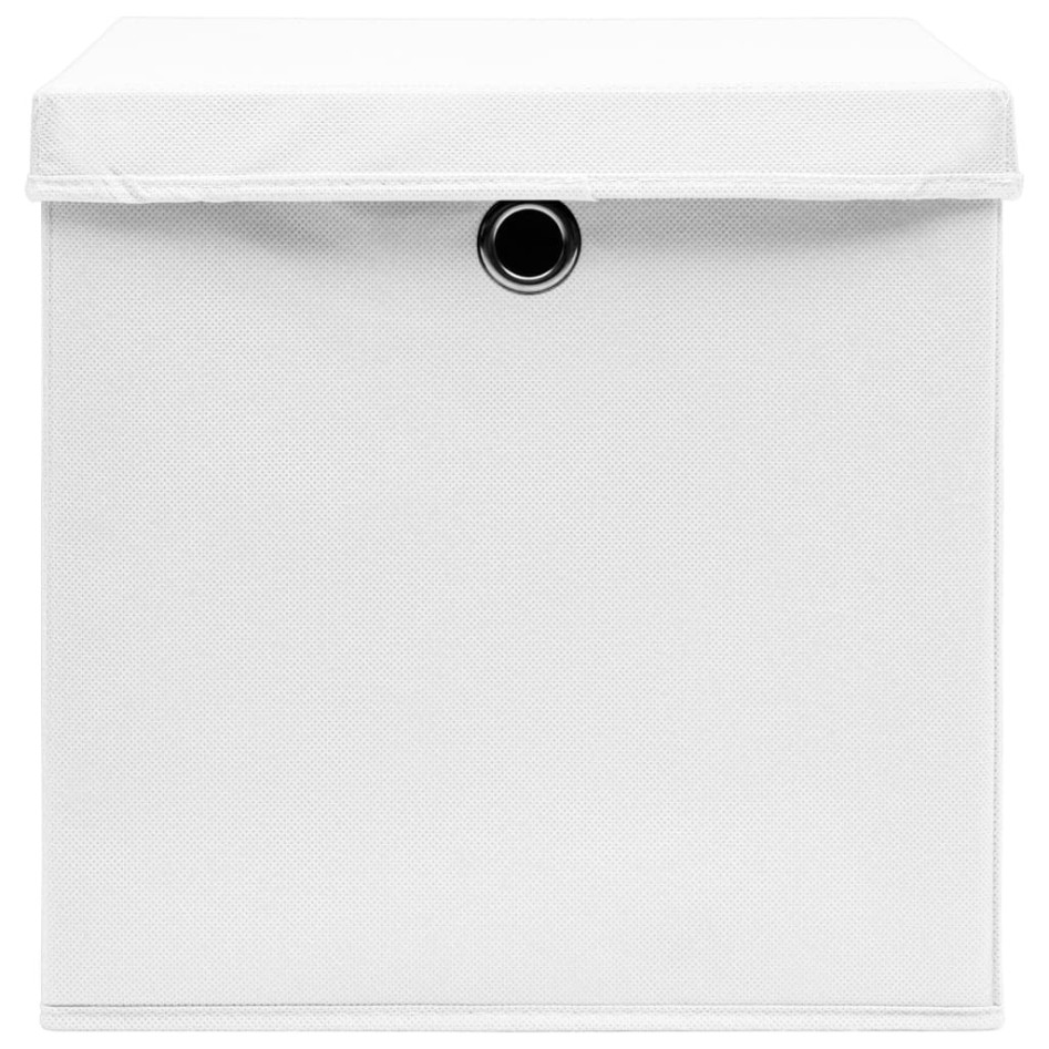 Cajas de almacenaje con tapas 10 uds blanco 28x28x28