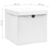 Cajas de almacenaje con tapas 10 uds blanco 28x28x28