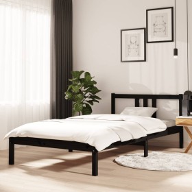 Estructura de cama sin colchón madera maciza negro 100x200