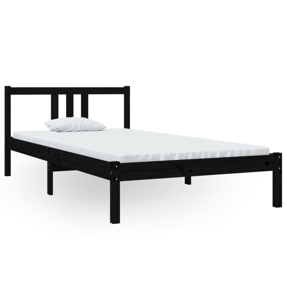 Estructura de cama sin colchón madera maciza negro 100x200