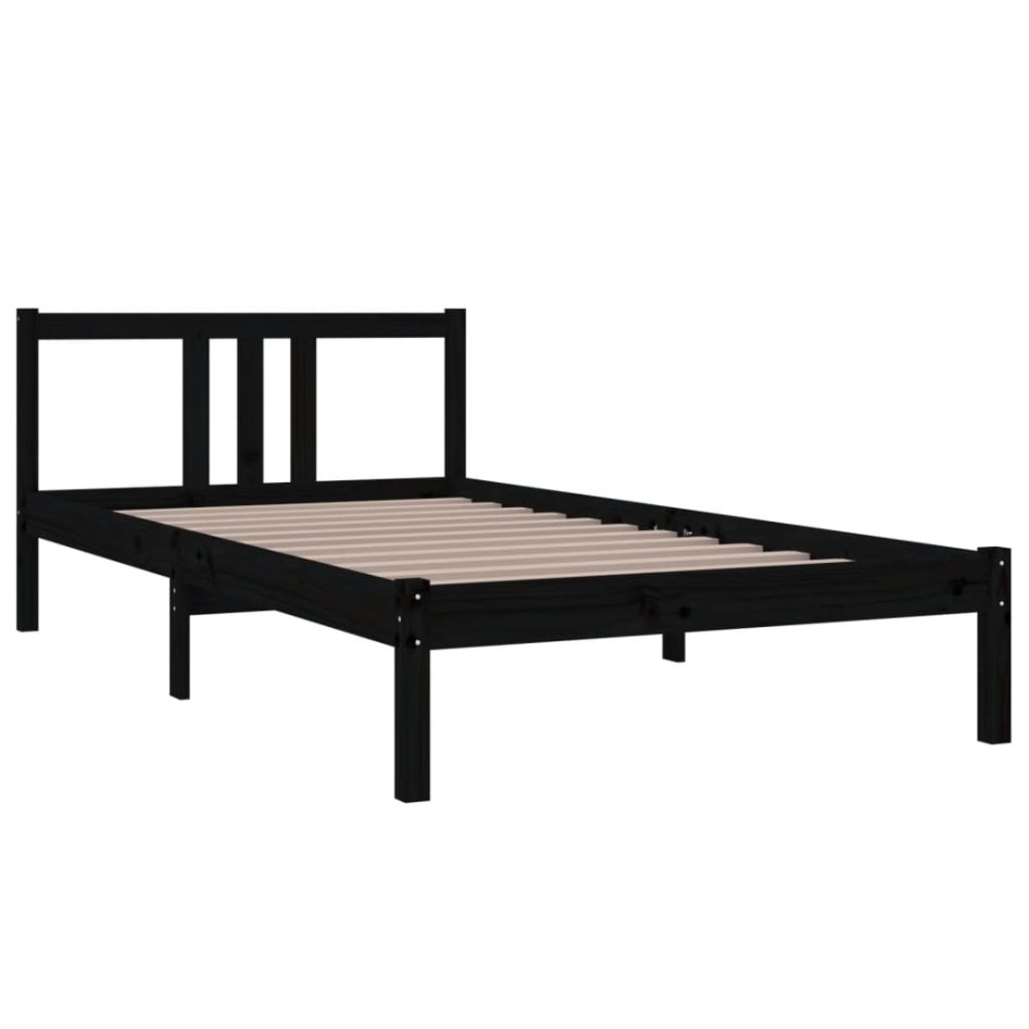 Estructura de cama sin colchón madera maciza negro 100x200