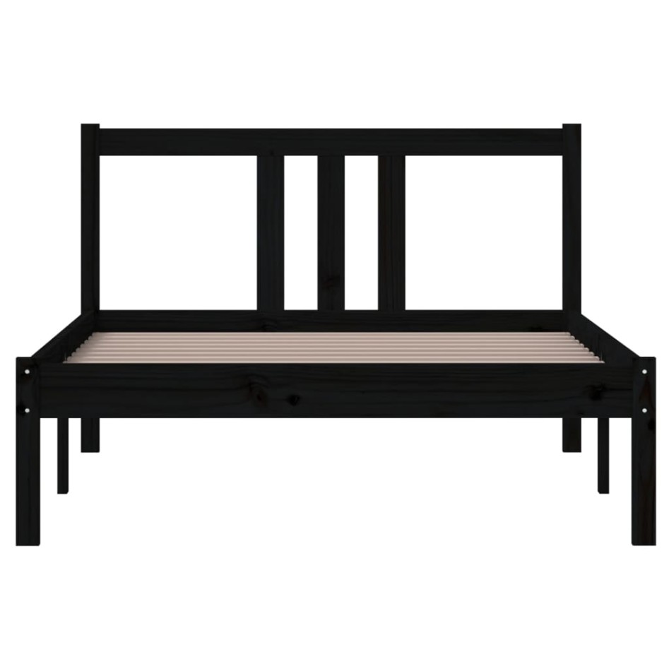 Estructura de cama sin colchón madera maciza negro 100x200