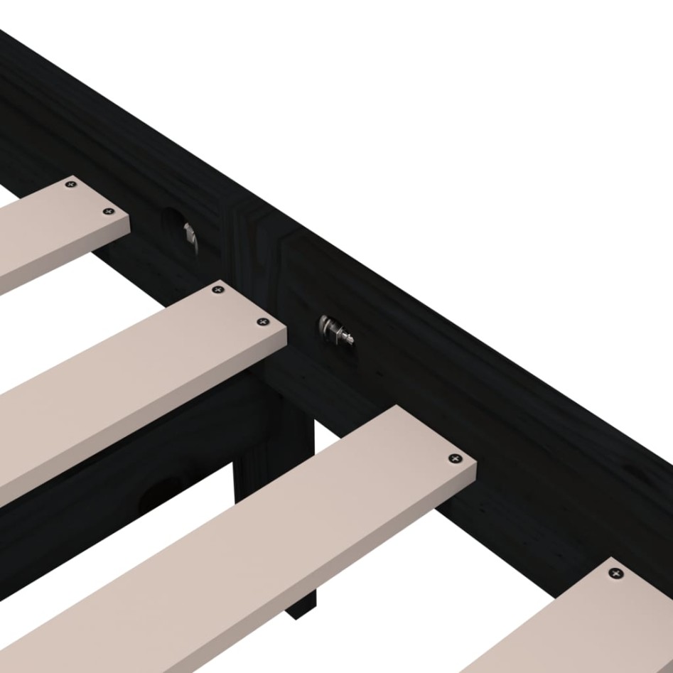Estructura de cama sin colchón madera maciza negro 100x200