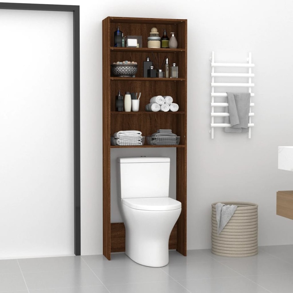 Armario de lavadora color roble marrón 64x24x190