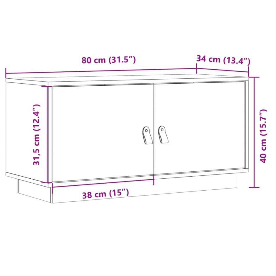 Mueble de TV de madera maciza de pino 80x34x40