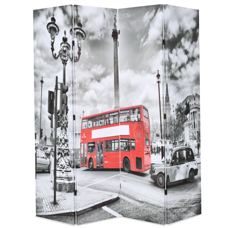 Biombo divisor plegable 160x170 cm bus Londres blanco y