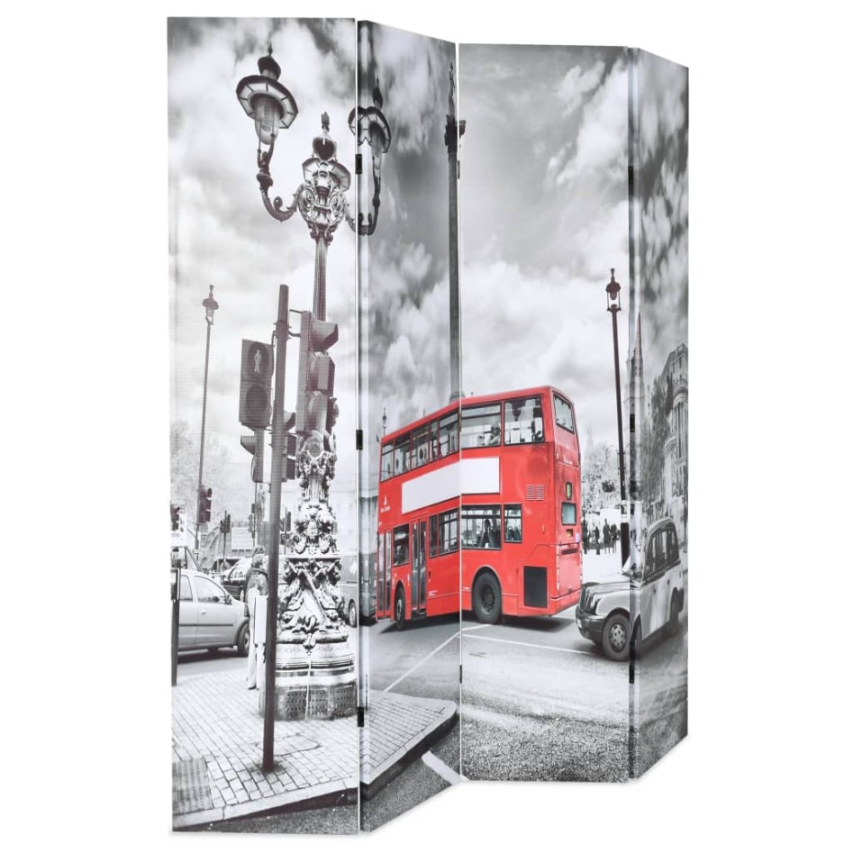 Biombo divisor plegable 160x170 cm bus Londres blanco y