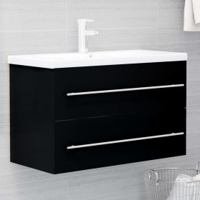 Mueble de lavabo madera de ingeniería negro 80x38,5x48