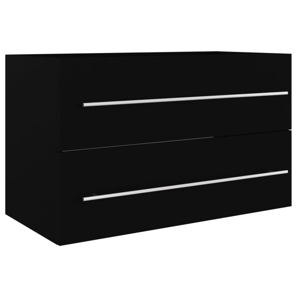 Mueble de lavabo madera de ingeniería negro 80x38,5x48