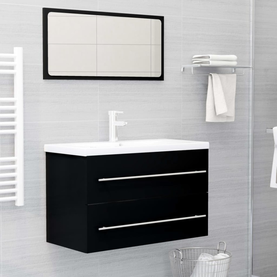 Mueble de lavabo madera de ingeniería negro 80x38,5x48