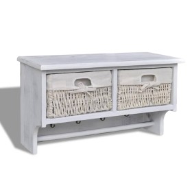 Estante de pared de madera de Paulownia blanco 60x23,5x33