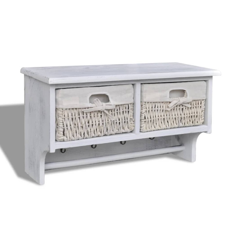 Estante de pared de madera de Paulownia blanco 60x23,5x33