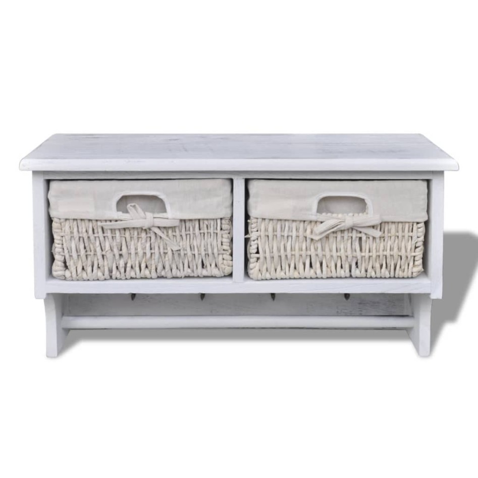 Estante de pared de madera de Paulownia blanco 60x23,5x33