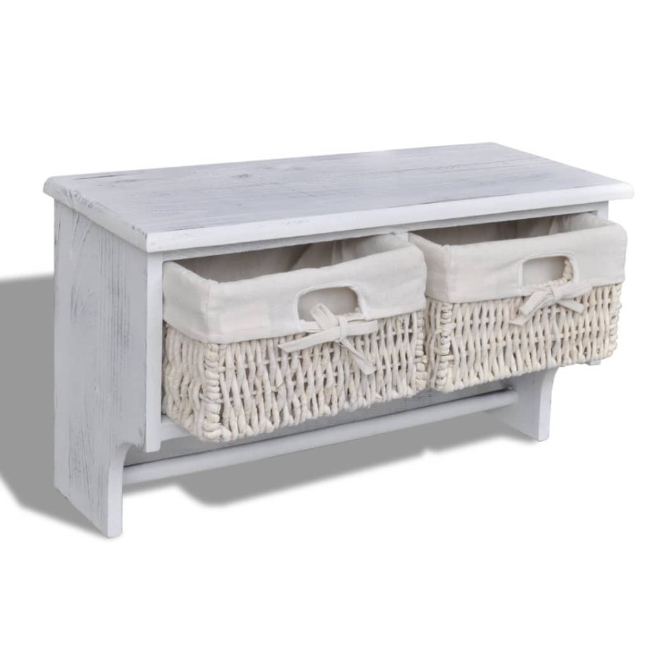 Estante de pared de madera de Paulownia blanco 60x23,5x33