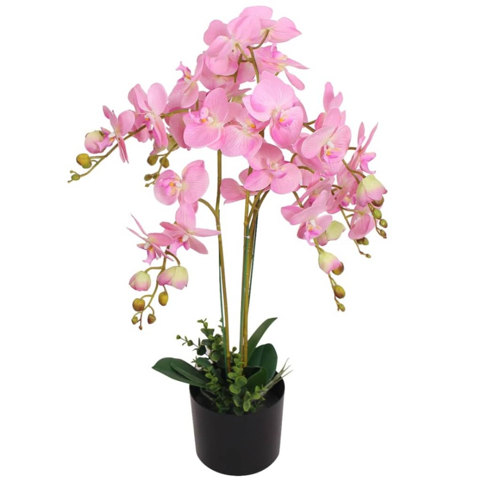 Planta de orquídea artificial con macetero rosa 75