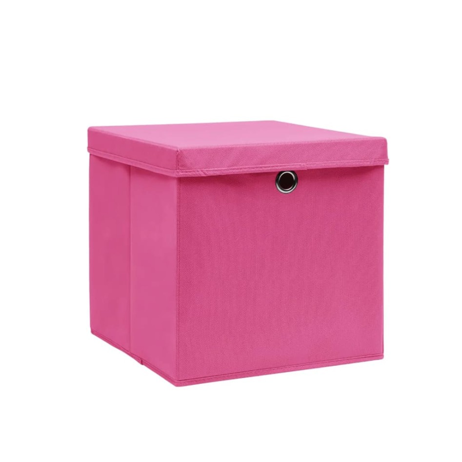 Cajas de almacenaje con tapas 10 uds rosa 28x28x28