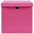 Cajas de almacenaje con tapas 10 uds rosa 28x28x28