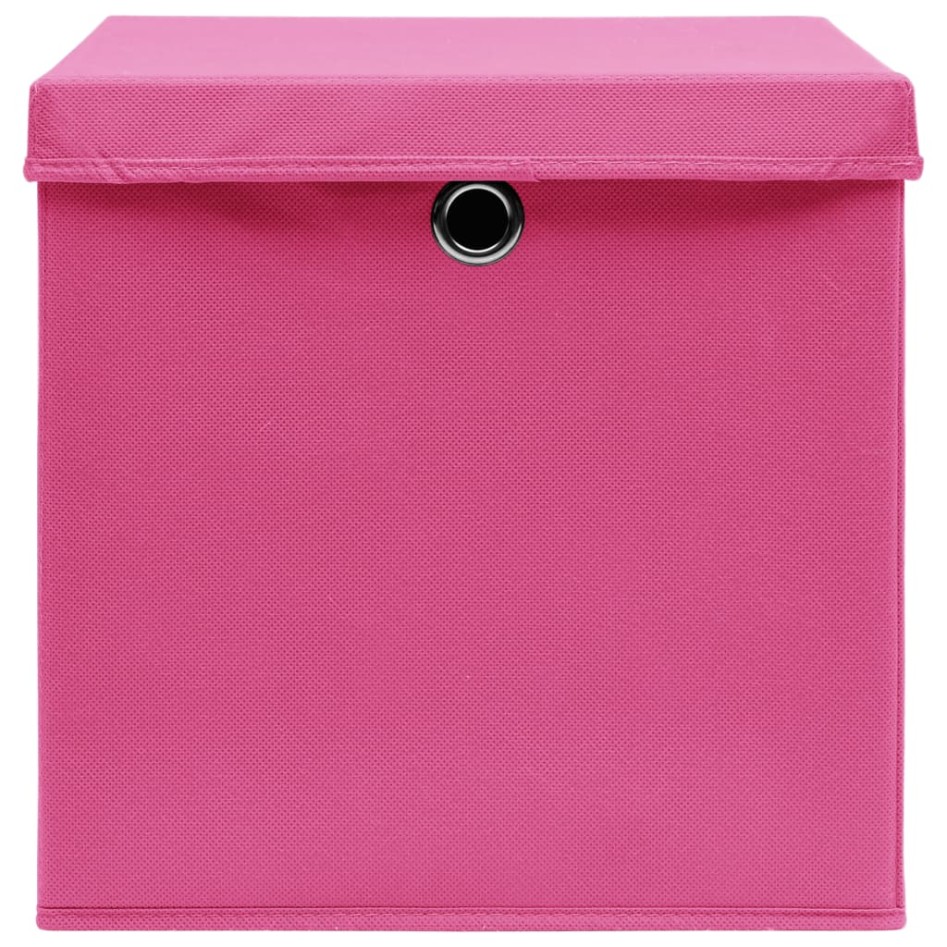 Cajas de almacenaje con tapas 10 uds rosa 28x28x28
