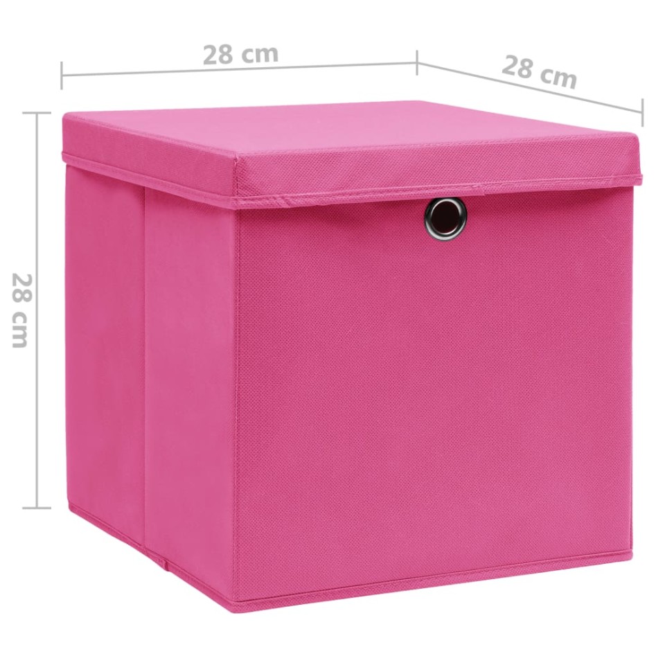 Cajas de almacenaje con tapas 10 uds rosa 28x28x28