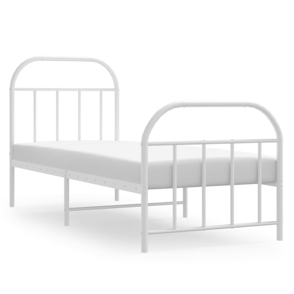 Estructura cama sin colchón con estribo metal blanco 75x190