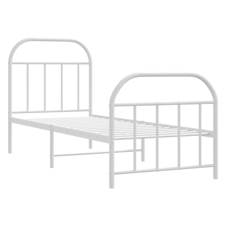 Estructura cama sin colchón con estribo metal blanco 75x190