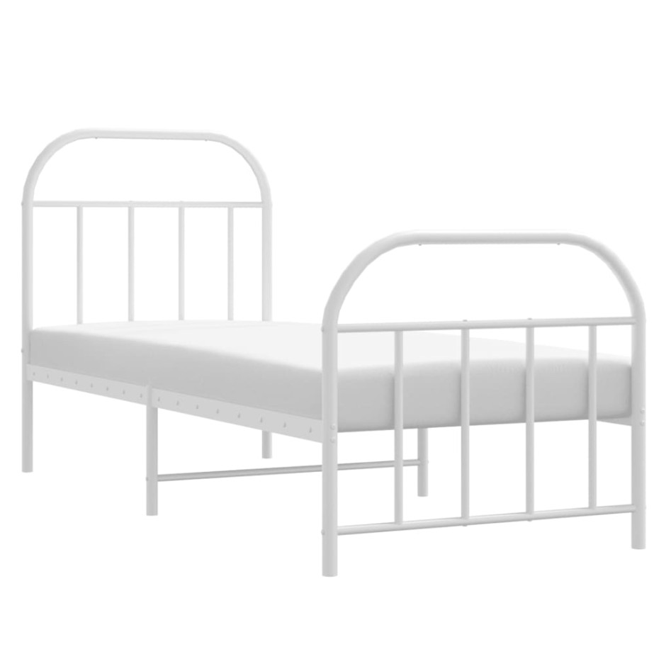 Estructura cama sin colchón con estribo metal blanco 75x190