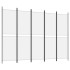 Biombo divisor de 5 paneles de tela blanco 250x180