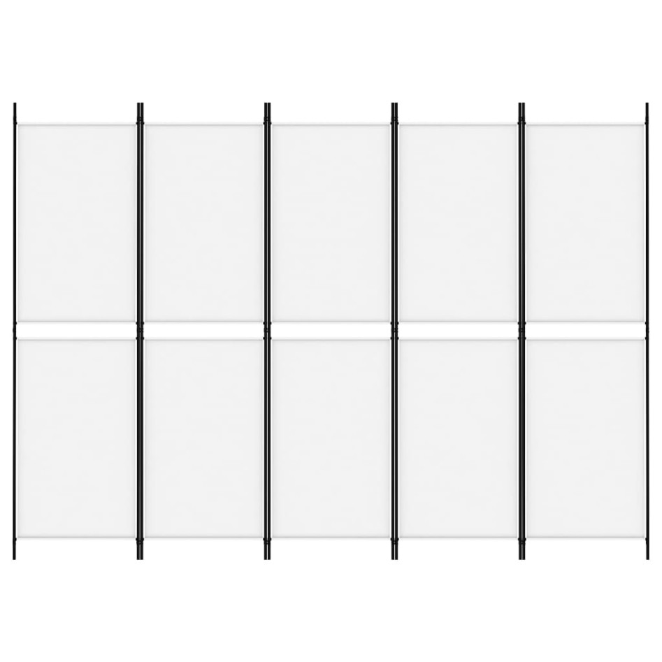 Biombo divisor de 5 paneles de tela blanco 250x180