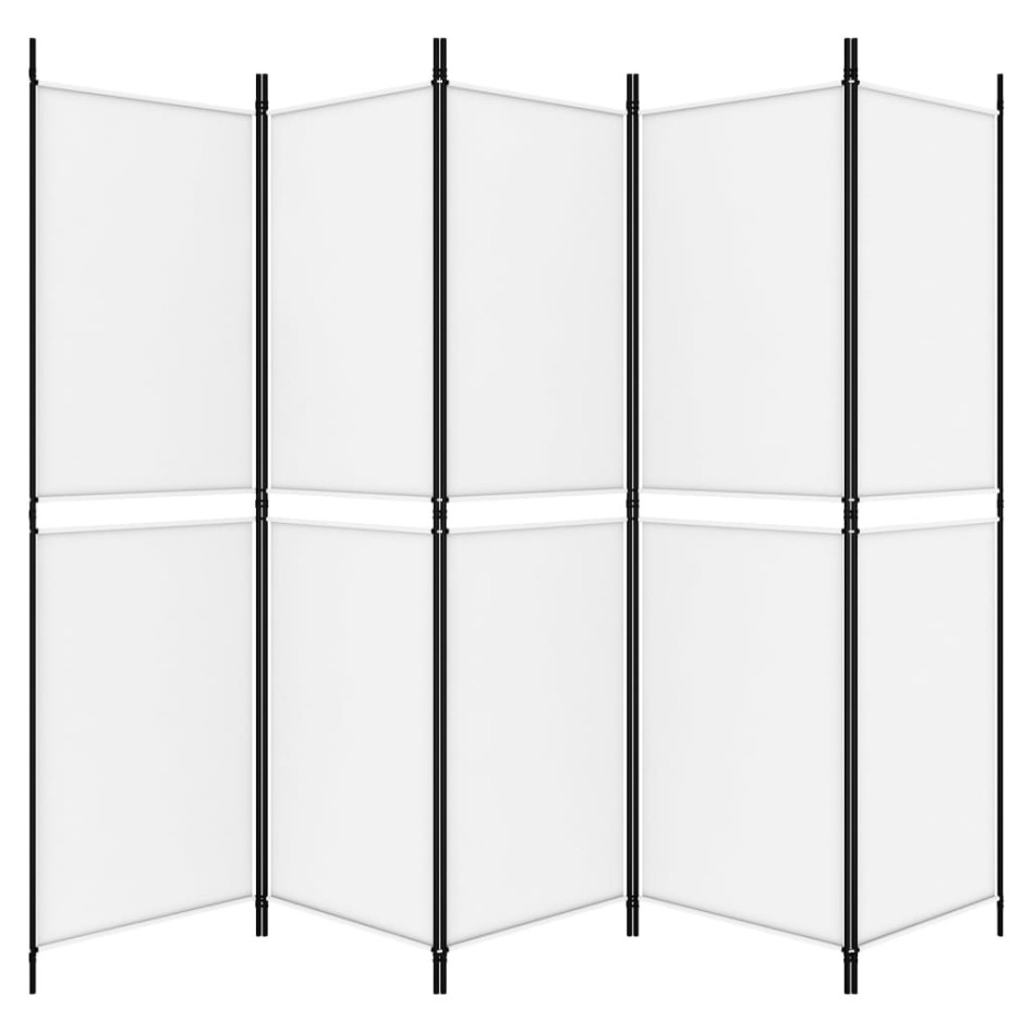 Biombo divisor de 5 paneles de tela blanco 250x180