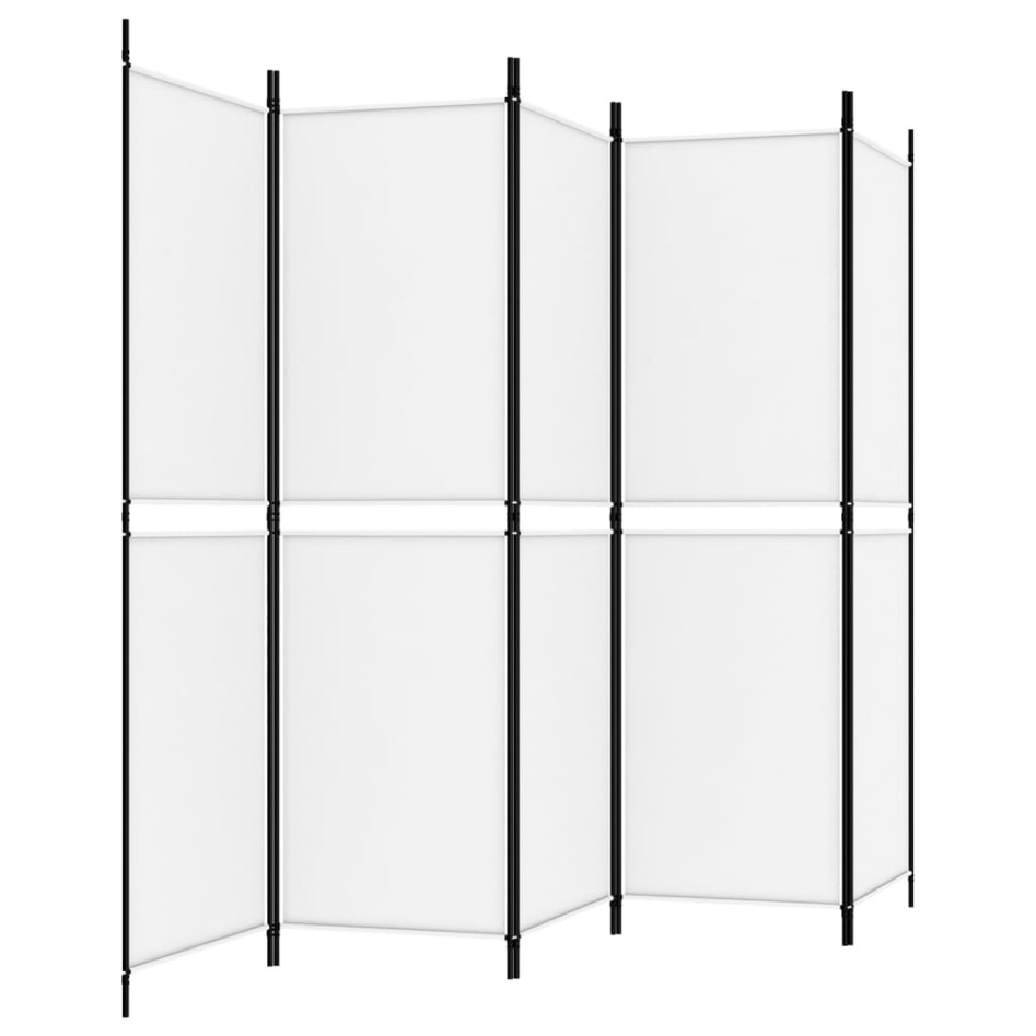Biombo divisor de 5 paneles de tela blanco 250x180
