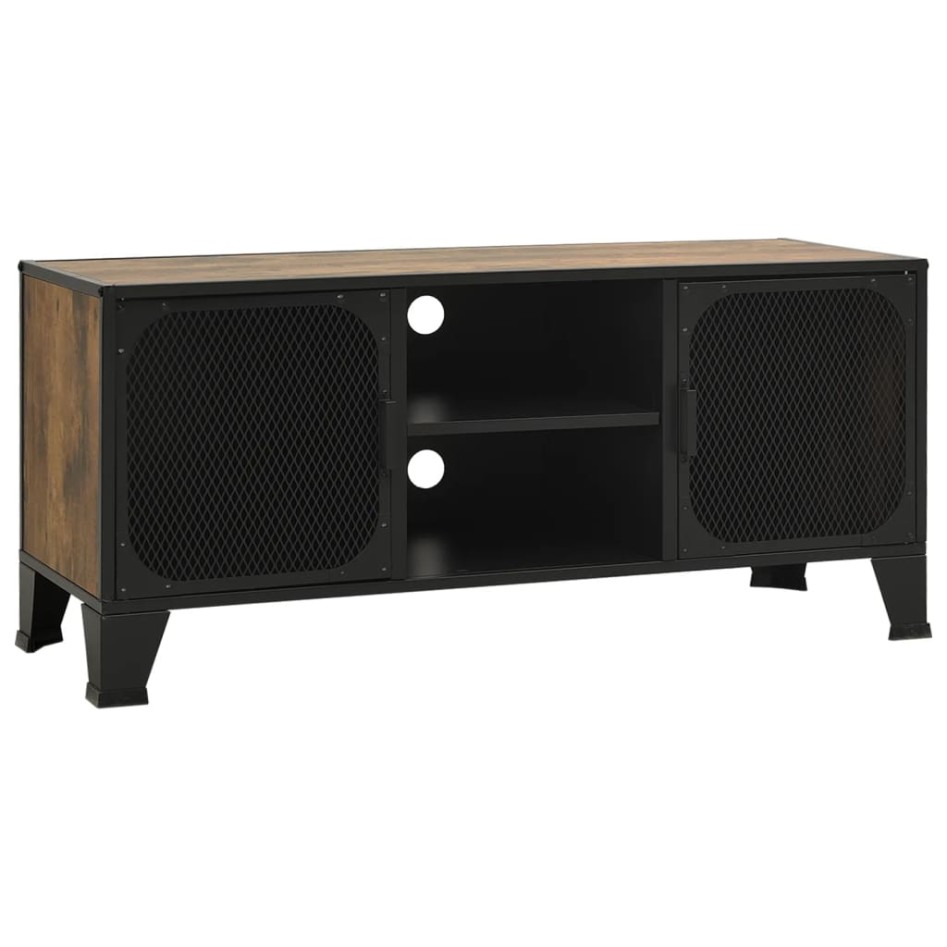 Mueble de TV metal y MDF marrón rústico 105x36x47