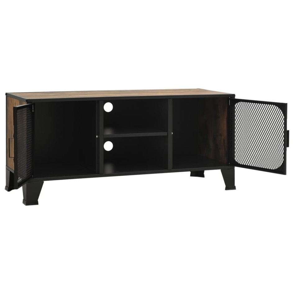 Mueble de TV metal y MDF marrón rústico 105x36x47