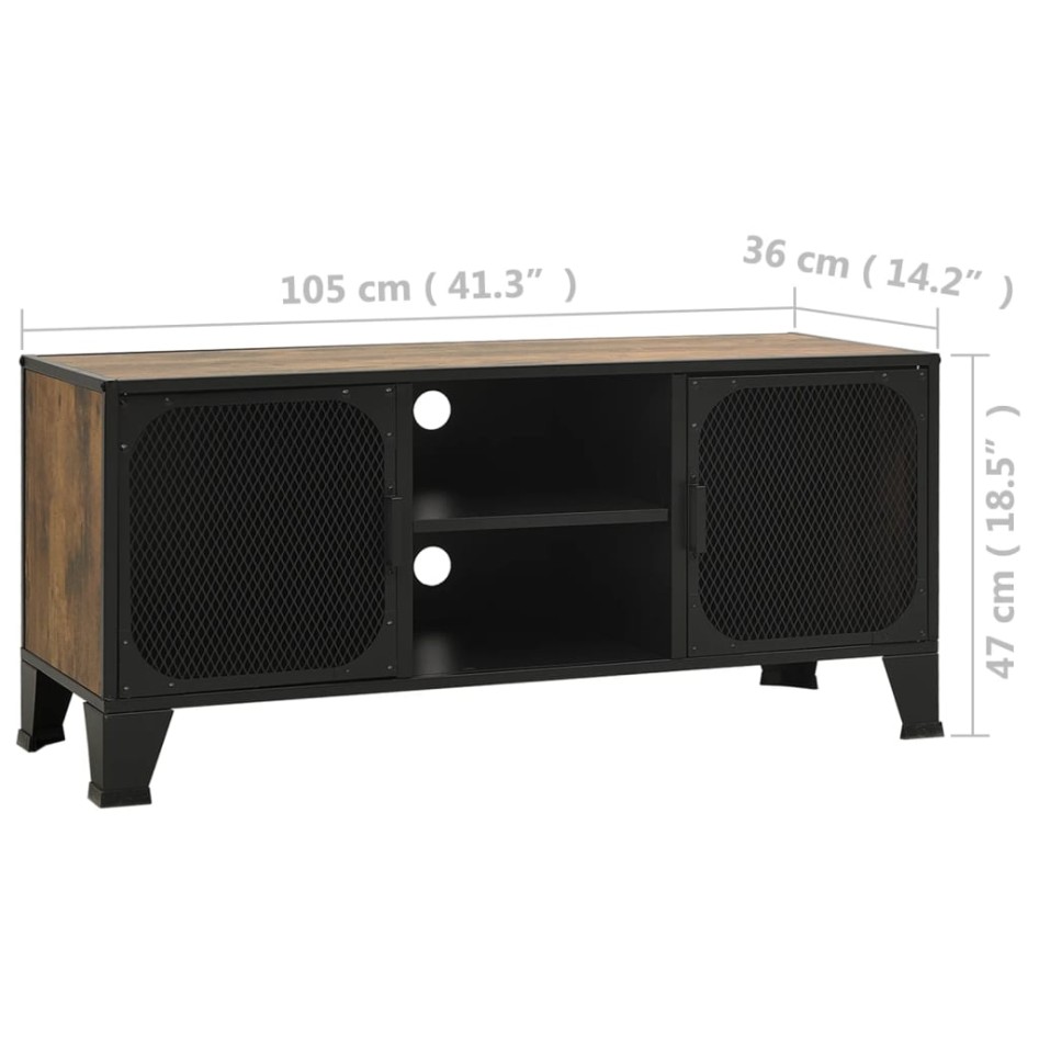 Mueble de TV metal y MDF marrón rústico 105x36x47
