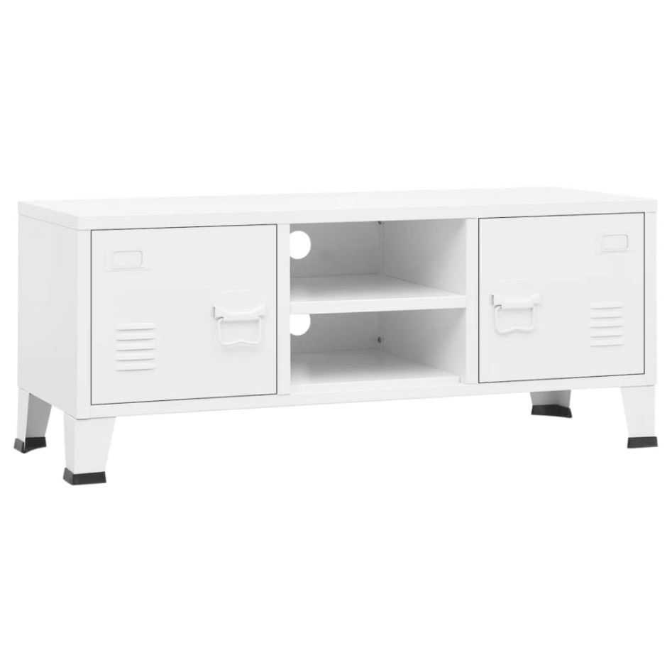 Mueble de TV industrial metal blanco 105x35x42