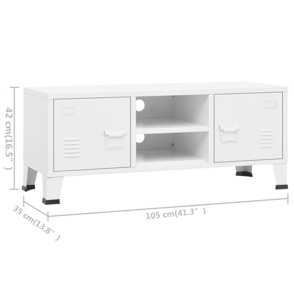 Mueble de TV industrial metal blanco 105x35x42
