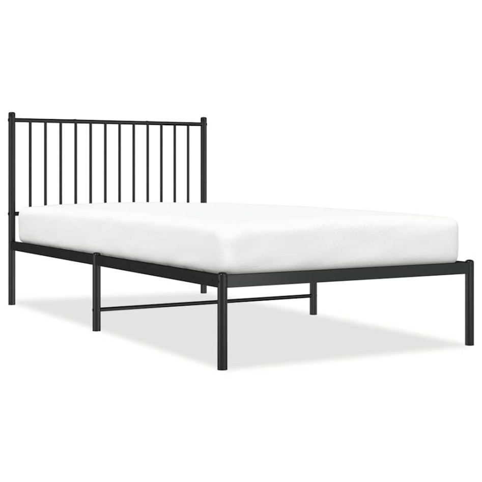 Estructura cama sin colchón con cabecero metal negro 100x200