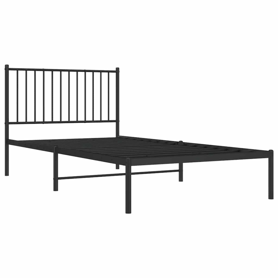 Estructura cama sin colchón con cabecero metal negro 100x200