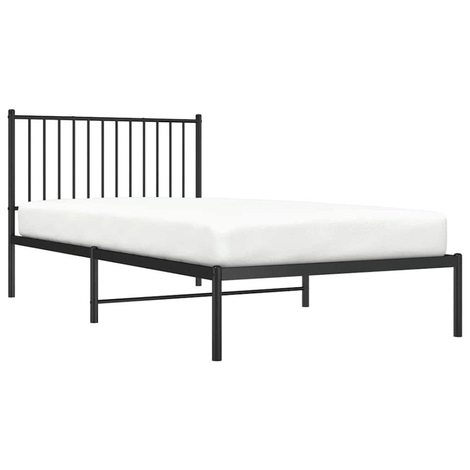 Estructura cama sin colchón con cabecero metal negro 100x200