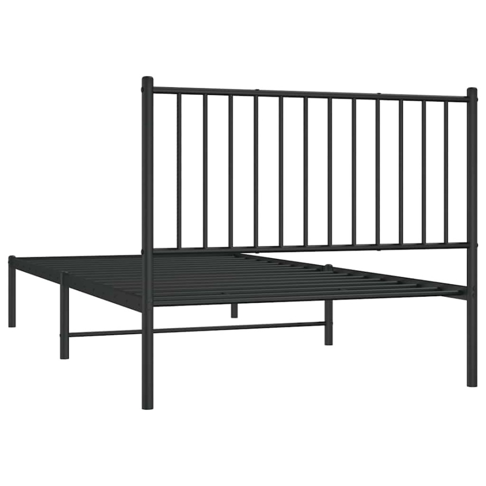 Estructura cama sin colchón con cabecero metal negro 100x200