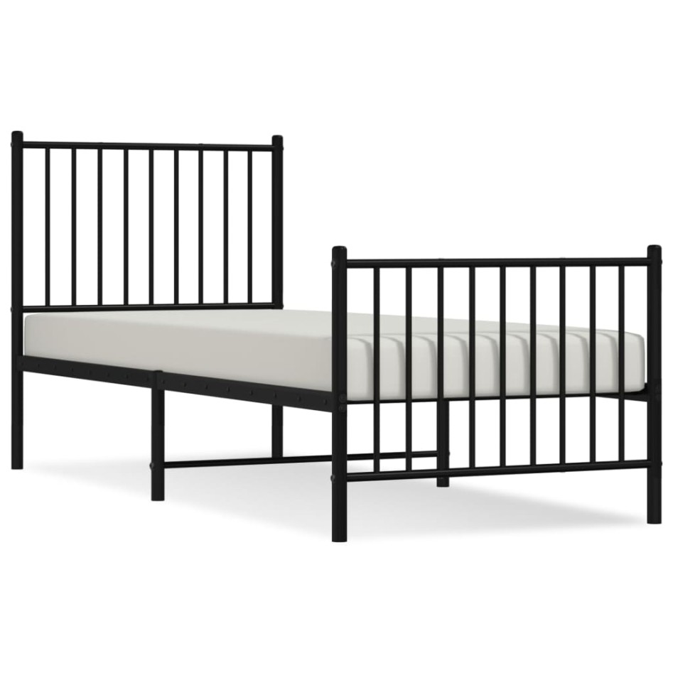 Estructura cama sin colchón con estribo metal negro 80x200