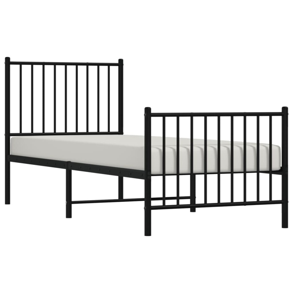 Estructura cama sin colchón con estribo metal negro 80x200
