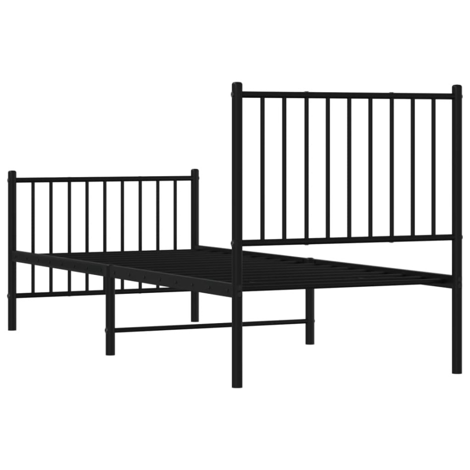 Estructura cama sin colchón con estribo metal negro 80x200