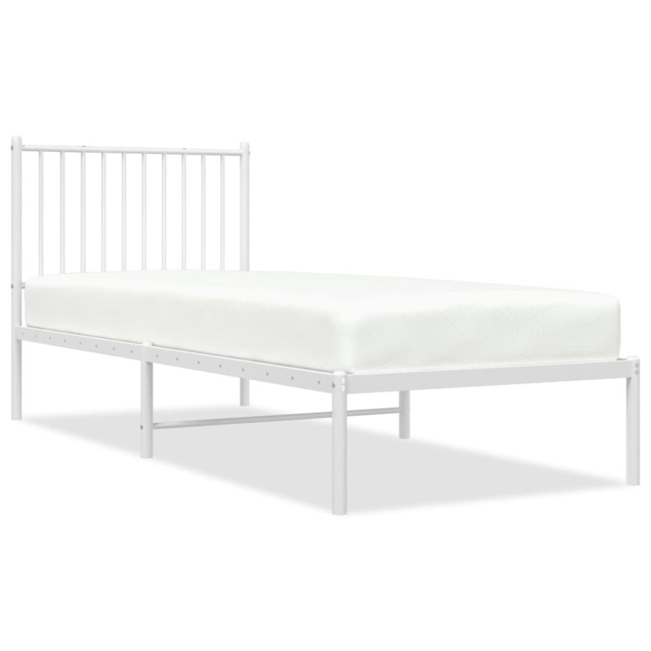 Estructura cama sin colchón con cabecero metal blanco 80x200