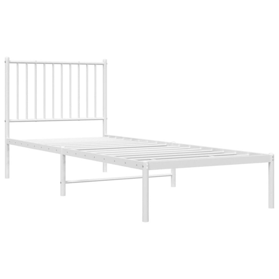 Estructura cama sin colchón con cabecero metal blanco 80x200