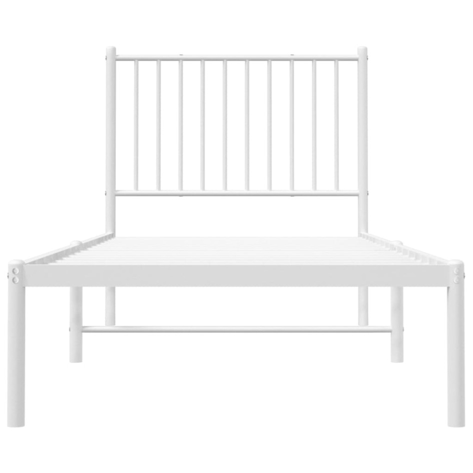 Estructura cama sin colchón con cabecero metal blanco 80x200