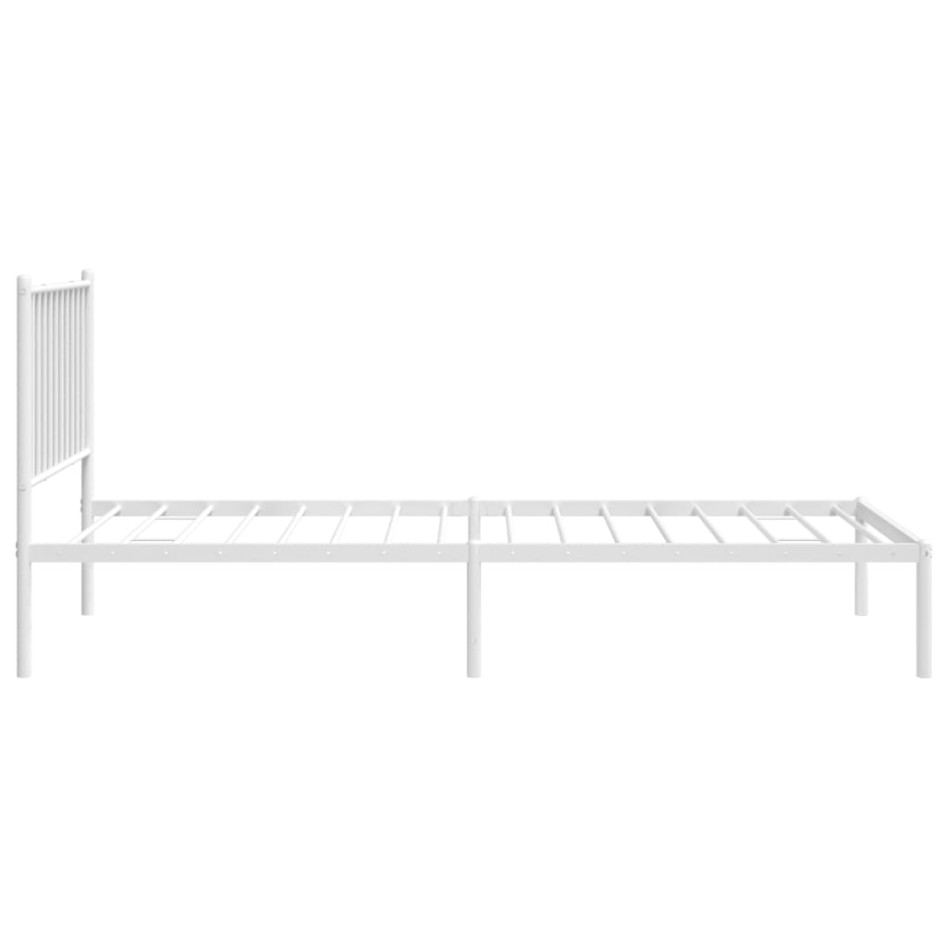Estructura cama sin colchón con cabecero metal blanco 80x200