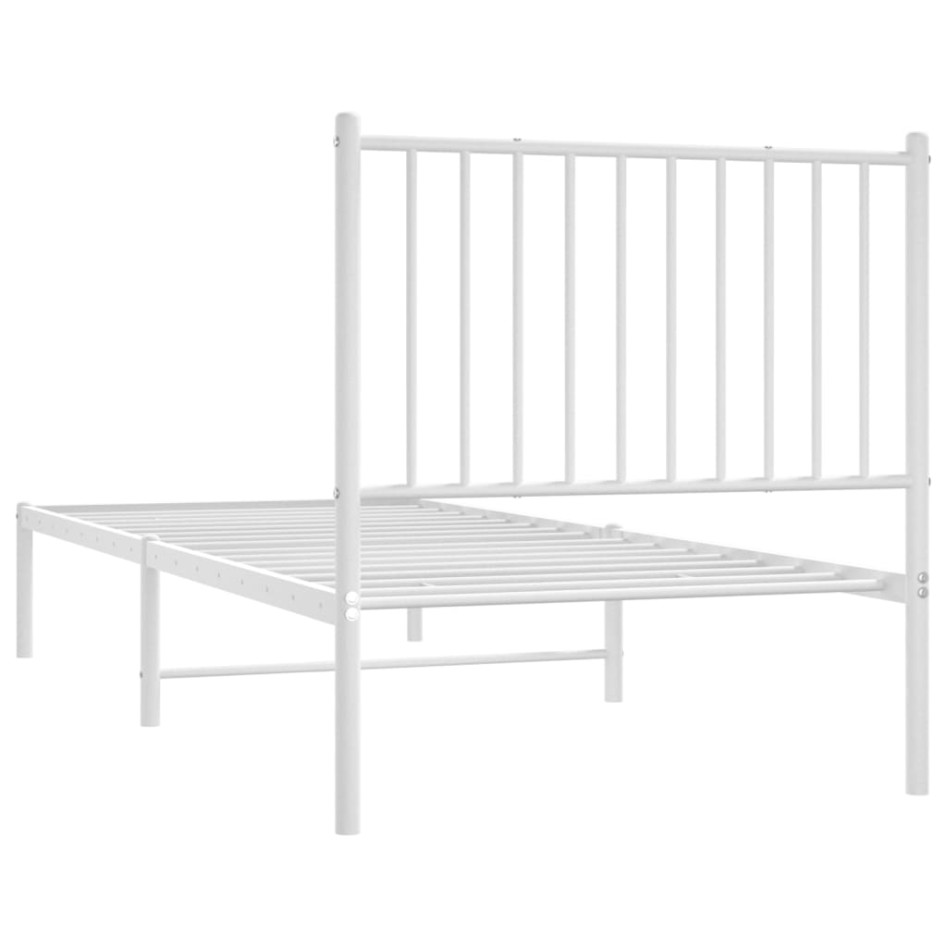Estructura cama sin colchón con cabecero metal blanco 80x200